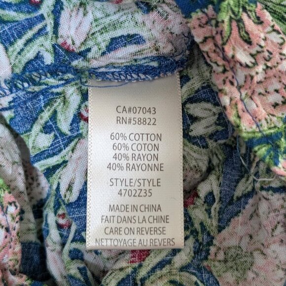 (XL) Max Studio Tie Front Blouse Floral - Picture 4 of 9